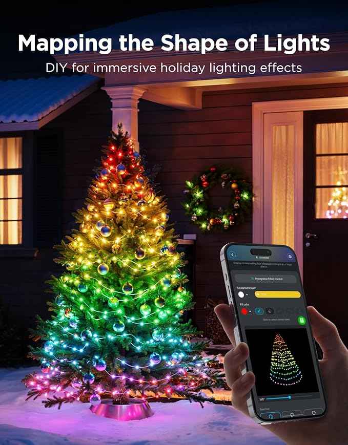 Govee Christmas Lights 2, RGBWIC 66FT 200LEDs Holiday String Lights with Shape Mapping Function, Smart LED Decoration for Indoor Outdoor Tree, 130+ Preset Scenes, Voice and APP Control, Green Wire