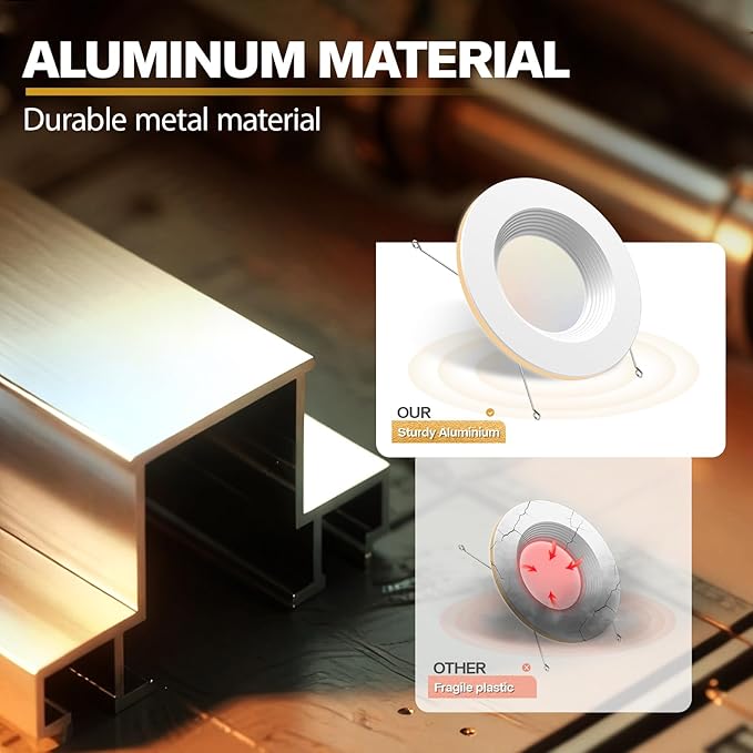 1 Pack 5/6 Inch LED Can Lights with Night Light, 5CCT Retrofit Recessed Lighting Selectable 2700K-6000K Dimmable, 12W=75W, 1200LM Downlight with Metal Smooth Trim - ETL and Energy Star Certified