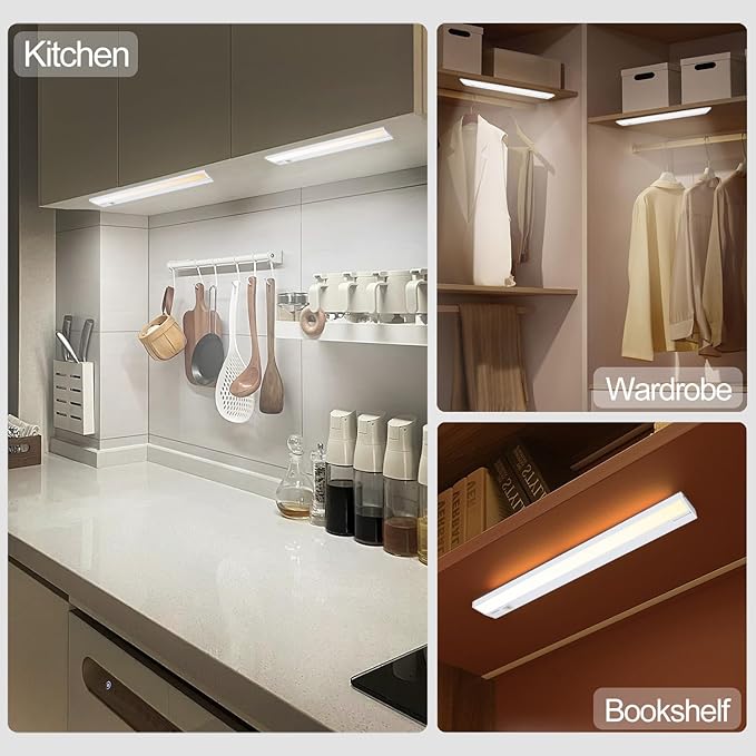 Ansen 4Packs of Under Cabinet Lighting Hardwired, 24IN 18W 1237LM, Dimmable Led Light for Kitchen/Bar/Closet, CRI>92, R9>90, 3 Color Temperature, 3000K/4000K/5000K(Warm White, Cool White, Daylight)