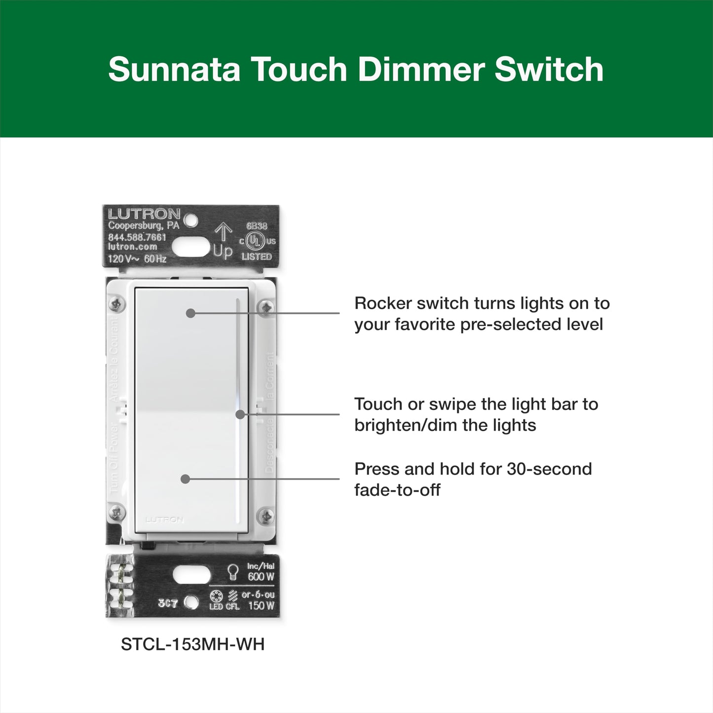 Sunnata LED+ Dimmer & Wallplate