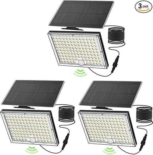 Outdoor Solar Lights,113 Powerful LED Lenses with 9000k Cool White Light, Solar Security Lights Indoor 5 Meters Long Wire, Works Upto 24 HR on Mode 3, Comes with 2 Year Warranty. - Aura Lighting