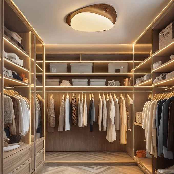 Modern Nordic Ceiling Light, 3-Color Dimming Walnut & Cream Wood Grain Pebble LED Ceiling Lamp, Minimalist Wabi-sabi Flush Mount Light Fixture, for Bedroom Living Room