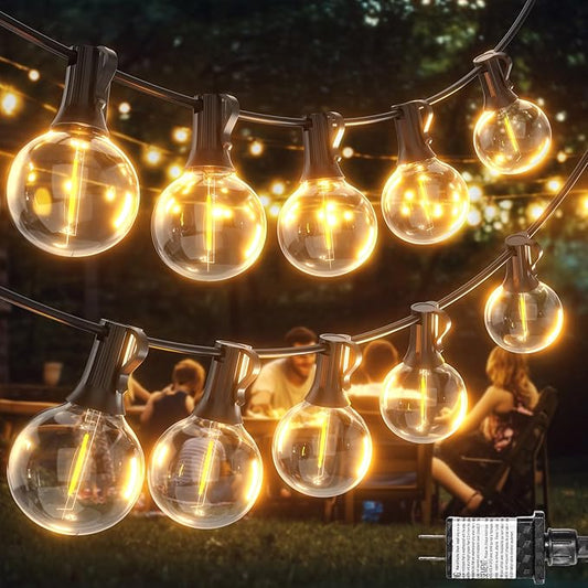 Outdoor String Lights 30ft LED Hanging Globe Patio Lights with G40 Shatterproof Bulbs(10+1 Bulbs), Waterproof Connectable Hanging Light for Indoor Outdoor Decor Garden Camping Backyard Porch