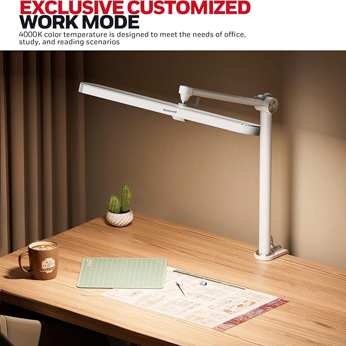 Honeywell LED Desk Lamp with Clamp - 05B02 Upgraded Touch Control Sunturalux Natural Light Clip On Desk Light 4000K 1300LM Dimmable Eye Caring Table Lamp Full Metal Desk Lamps for Home Office - Aura Lighting