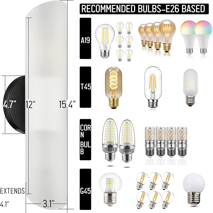 DAYCENT Modern Farmhouse Black Bathroom Light Fixtures Wall Sconces Set of Two Cylinder Sconce Lighting - Aura Lighting