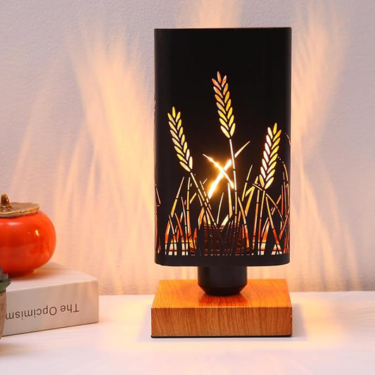 Rustic Table Lamp with Dimmer, Small Black Industry Metal bedside Lamp, fully Dimmable Rotary Switch, Night Light for office Kids, Bedroom Nightstands Lamp, Lamp for Living Room End Tables side