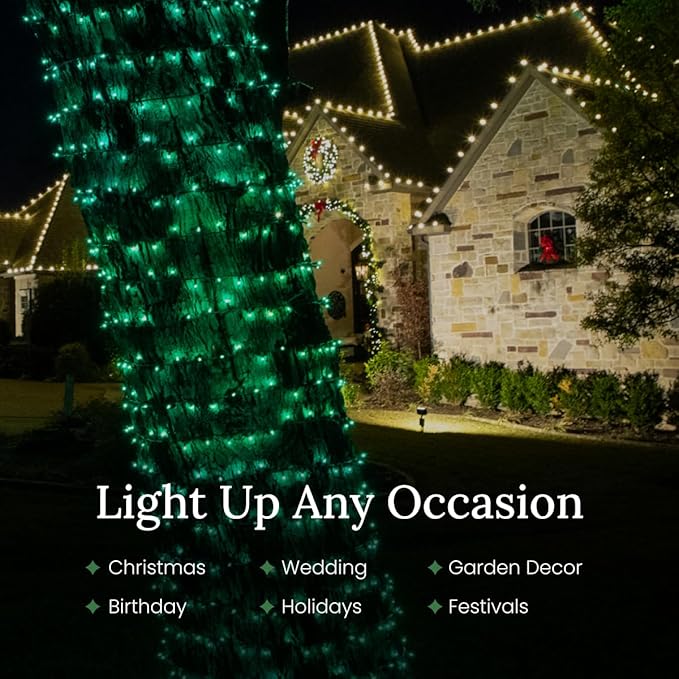 Pro Christmas LED Christmas Lights – 100 Count Wide Angle Conical String Lights – Professional Grade Indoor/Outdoor Commercial Holiday Light Set for Trees, Bushes, & Décor – 2800K Warm White