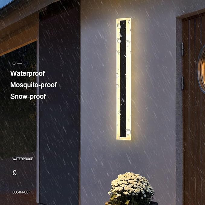 1 Pack 47INCH Long Outdoor LED Wall Light,38W Waterproof IP65 Warm White 110V led Wall Mount Lighting Fixture Rectangular Black Garage Wall Lights Elegant Frosted White Acrylic Anti Rust