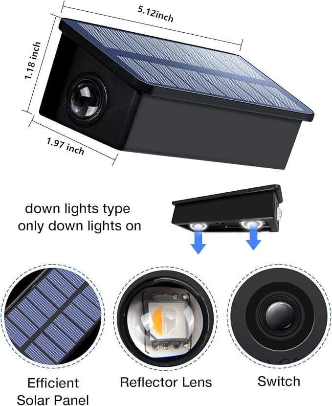 Solar Fence Lights Outdoor Waterproof LED Spot Lens for Step, Wall, Deck, Patio, Yard, Rail, Garage, Pool, Stair, Balcony, Walkway, Garden Landscaping Enhanced Security Easy Install Warm White 8 pack