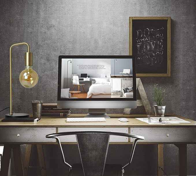 O’Bright Industrial Desk Lamp, 100% Metal Lamp, UL Certified Ceramic E26 Socket, Minimalist Design for Home Decoration, Table Lamp for Bedroom/Office/Dorm, ETL Listed, Gold-Black