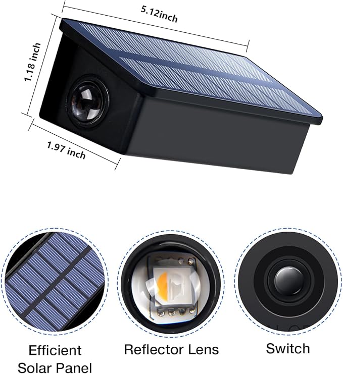 Solar Fence Lights Outdoor Waterproof LED Spot Lens for Step, Wall, Deck, Patio, Yard, Rail, Garage, Pool, Stair, Walkway, Garden Landscaping Enhanced Security Easy Install Warm White 12 pack