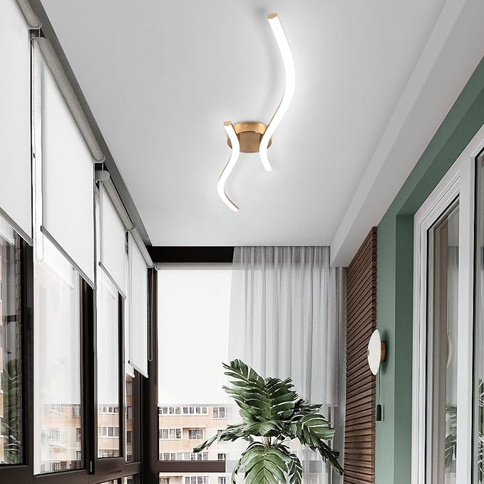 28W Gold Linear Ceiling Light Gold Modern LED Ceiling Light Fixture 6000K Aluminum 39.37Inch Long Ceiling Lamp for Hallway, Kitchen, Bedroom, Dining Room - Aura Lighting