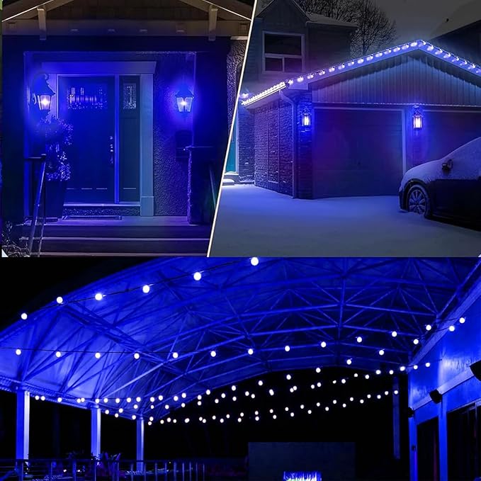 15 Pack S14 LED Bulbs Blue Christmas Replacement Bulb 1W String Light Bulbs Vintage Edison Plastic Decorative Bulb E26 Base Outdoor String Lights LED Filament Bulb for Patio Home Decor(Blue)