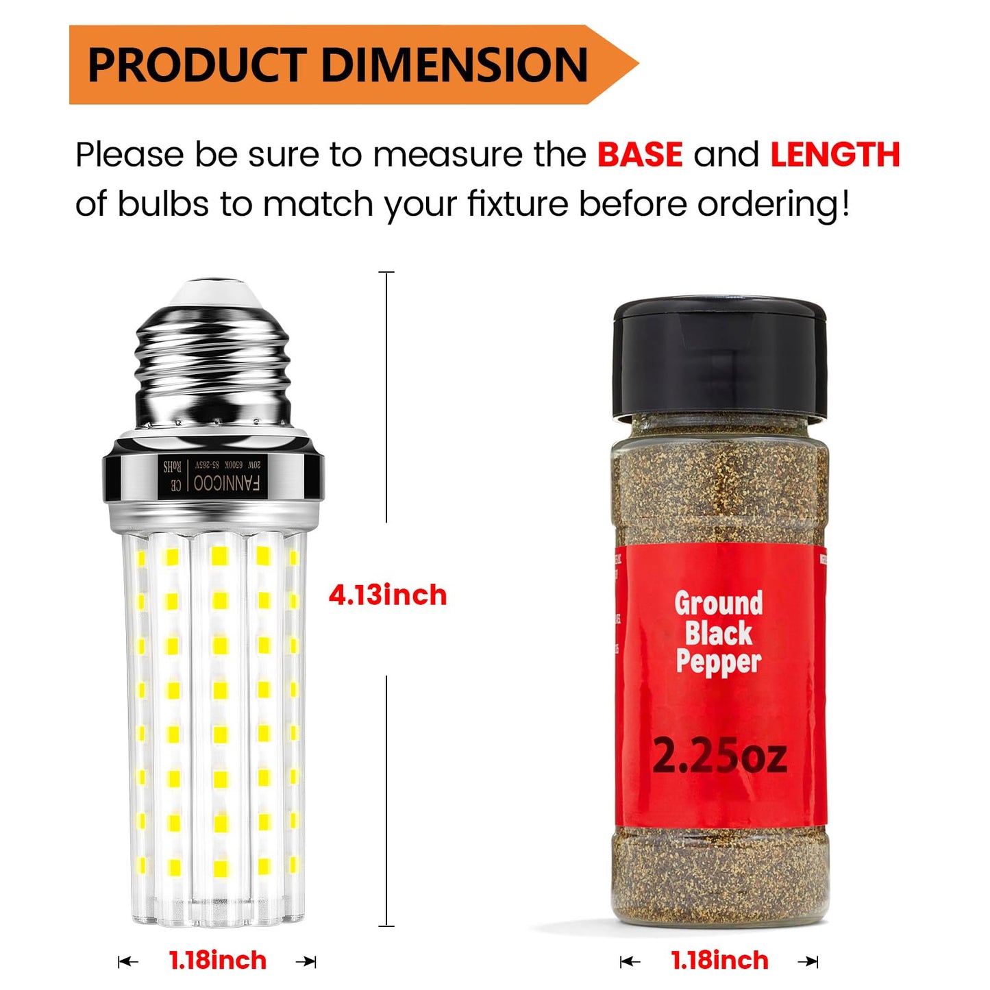 LED Corn Light Bulb 150W Equivalent 2500 Lumen 6500K Cool Daylight White 20W E26 (4 Count)