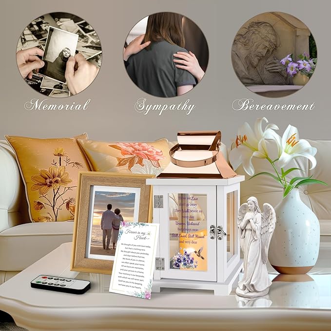 Memorial Lantern with Remote, Hummingbird Bereavement Sympathy Gifts for Loss of Loved One Memorial Gifts for Loss of Mother Loss of Father Remembrance Gifts Thoughtful Funeral Gifts