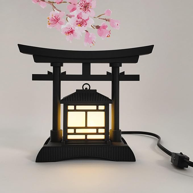 Japanese Torii Gate Lantern - Exquisite Japanese Decor for Home and Room | Desk Lamp Table Lamp Design | Mini Japanese Lantern Transforms Any Space | 3D-Printed | (Jet Black (New 3.0 Mini) - Corded)
