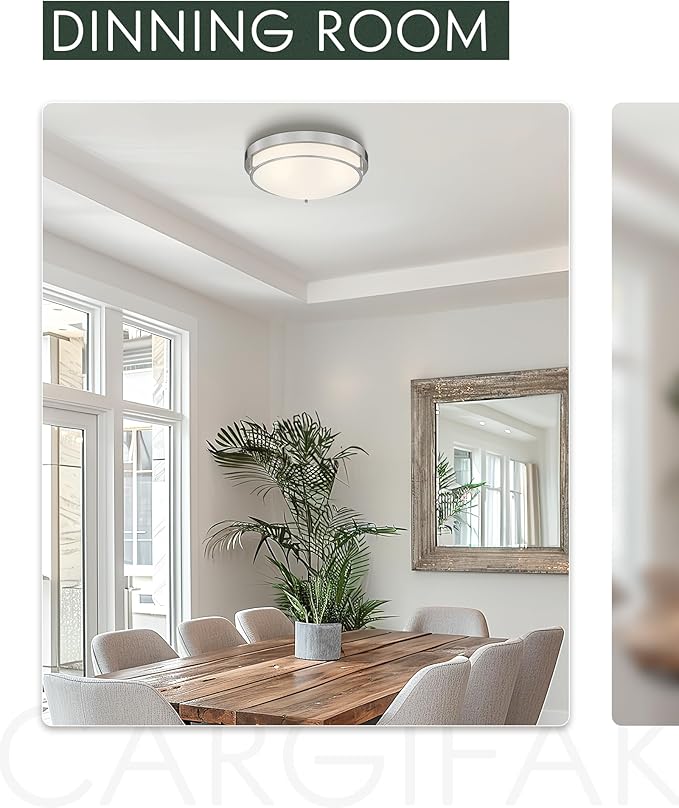 16 inch Close to Ceiling Light Fixtures, Brushed Nickel Farmhouse Ceiling Light with 3 Light for Laundry Kitchen Bedroom Bathroom, CL4822-3W-BN - Aura Lighting