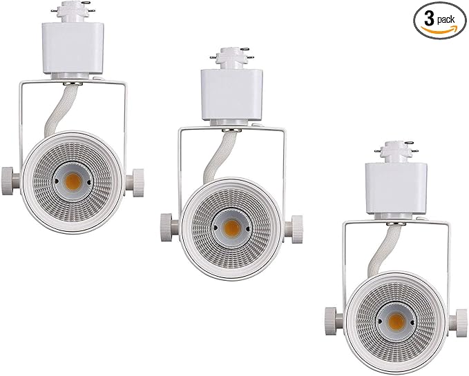 CLOUDY BAY 8W Dimmable LED Track Light Head,CRI90+ Day Light 5000K,Adjustable Tilt Angle Track Lighting Fixture,40° Angle for Accent Retail,White Finish,Halo Type- 3 Pack - Aura Lighting