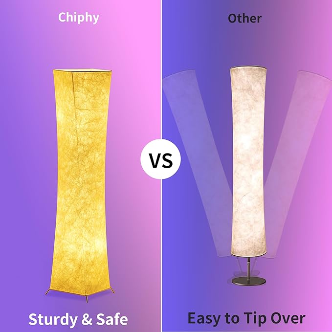 chiphy Floor lamp, RGB Standing Lamps for Bedroom, 7 Colors Changing and Dimmable LED Bulbs, Remote Control and White Fabric Shade, Modern Light for Living Room and Play Room