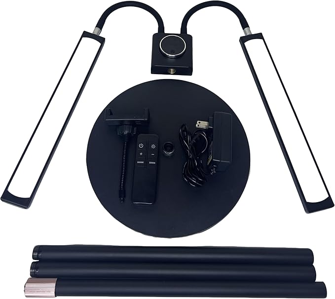 Lash Light for Eyelash Extension LED Floor Lamp with 3 Color Temperature, Lash Lamp Esthetician Light for Tattoos, Nail, Photograph, Adjustable Brightness Height with Phone Holder (Black)