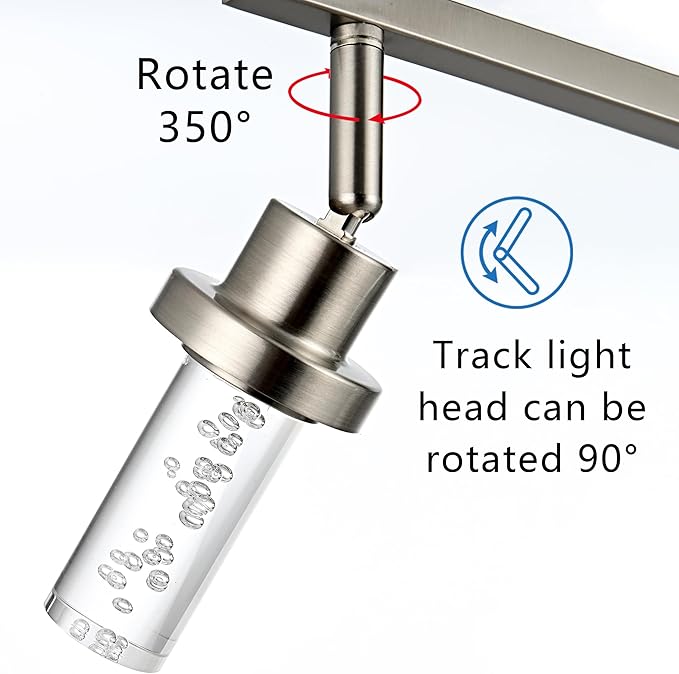 MELUCEE 5-Color 4 Light Brushed Nickel LED Track Lighting Fixtures Ceiling for Kitchen, Dimmable Track Lighting Kit, Adjustable Directional Spot Lights Indoor Wall Lamp, Built-in LED Chips - Aura Lighting