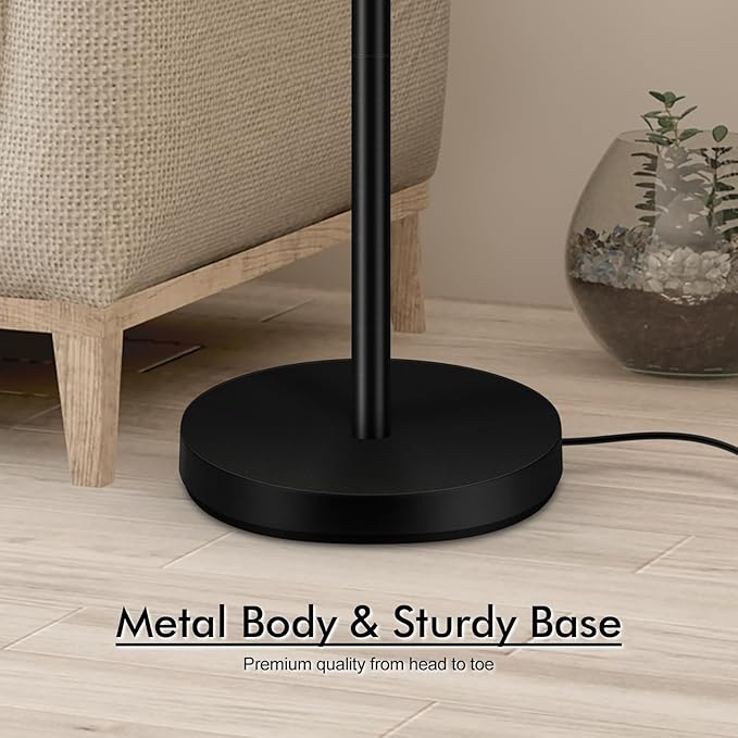 30W Torchiere Floor Lamp - 3600LM Super Bright LED Floor Lamp, 71 Inch Stepless Dimmable Standing Lamp with 3000K Lighting, Rotary Switch, Tall Metal Torch Floor lamps for Living Room/Bedroom (Black) - Aura Lighting