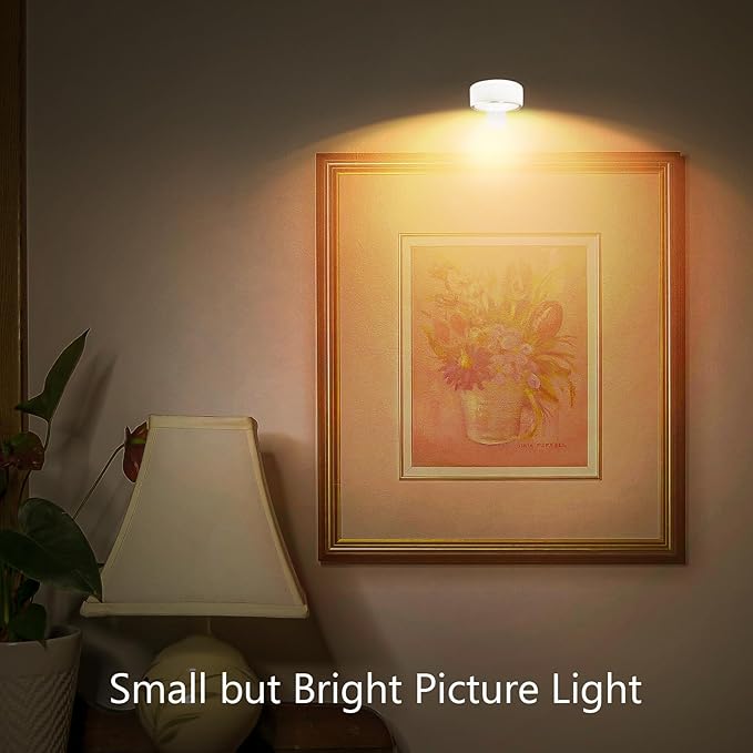 Wireless Picture Light, 20 RGB Color Magnetic Lights, Adjustable Timer Led Picture Frame Art Display Light, Wireless Gallery Display Wall Photo Light, 3 Pack White