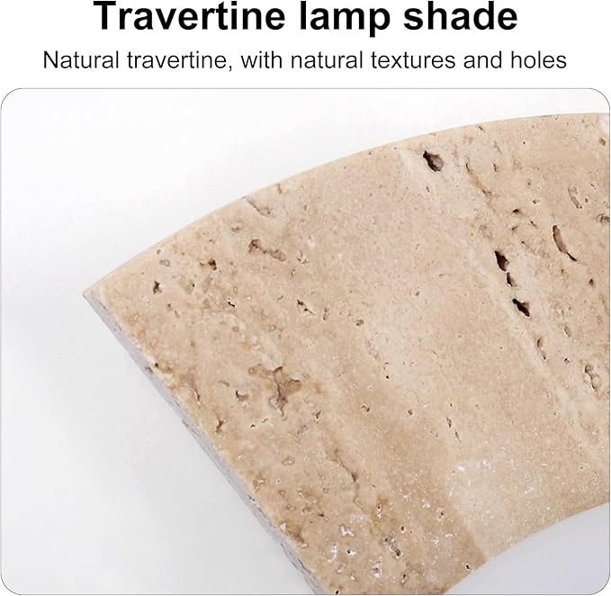 Semi Circle Yellow Travertine Wall Sconce, Wabi Sabi Marble Wall Light with Glass Lampshade and Pull Switch, Half Moon Natural Stone Wall Lamp for Bedroom Living Room Hallway(Right)