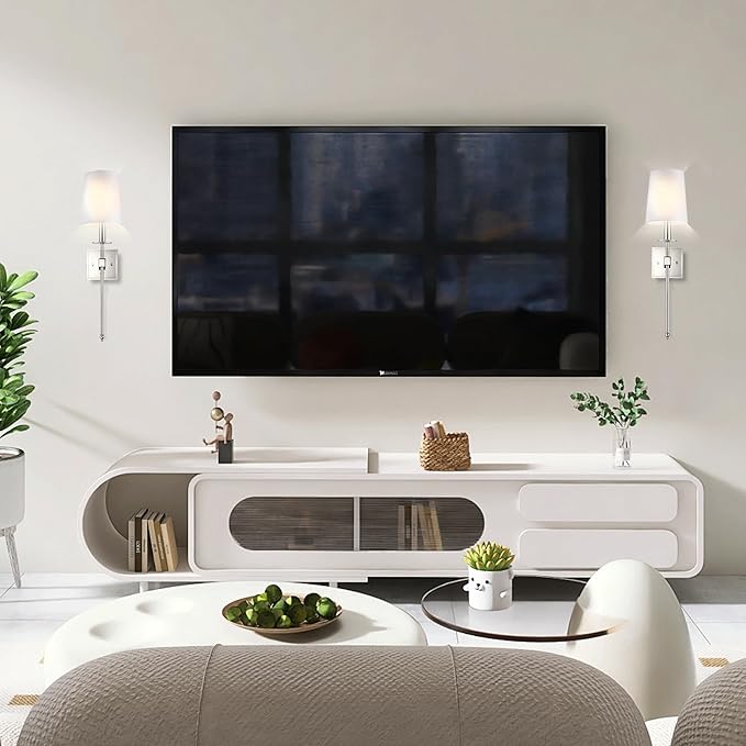 Untrammelife Wall Sconces Set of Two, Modern Farmhouse Sconces Wall Lighting with Dimmer ON/Off Switch, Industrial Hardwired Wall Lamps for Bedrooms, Living Room, Bathroom, Vanity (Bulbs Included)