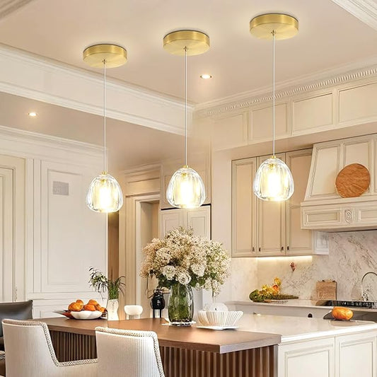 1-Light Crystal Pendant Light Mini Chandelier Crystal Ball Chandelier for Kitchen Island Dining Room Bedroom Hallway Gold Mini Globe Hanging Light Fixture