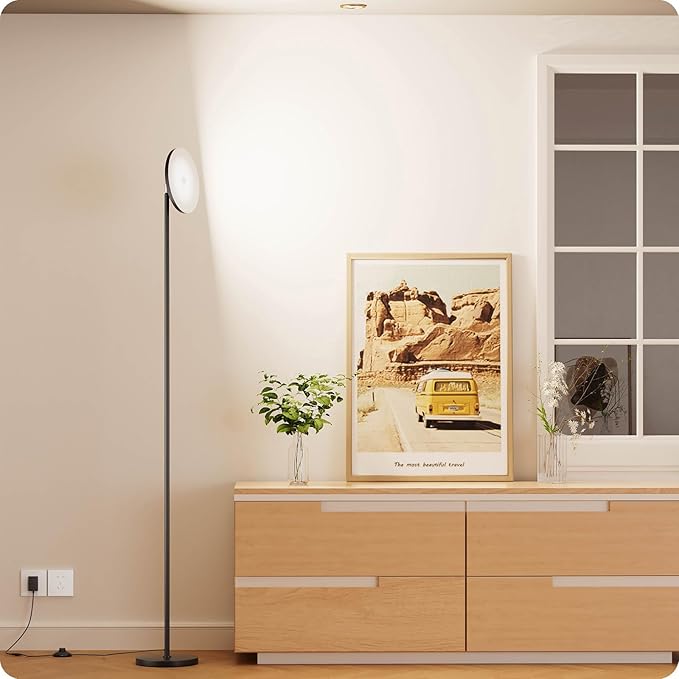 Dimmable Floor Lamp with Remote，Floor Lamps for Living Room Bedroom Office，Adjustable Brightness (10%-100%)and Color Temperature (3000k- 6000k )，Standing Lamp Tall Lamp with Foot Switch (black)