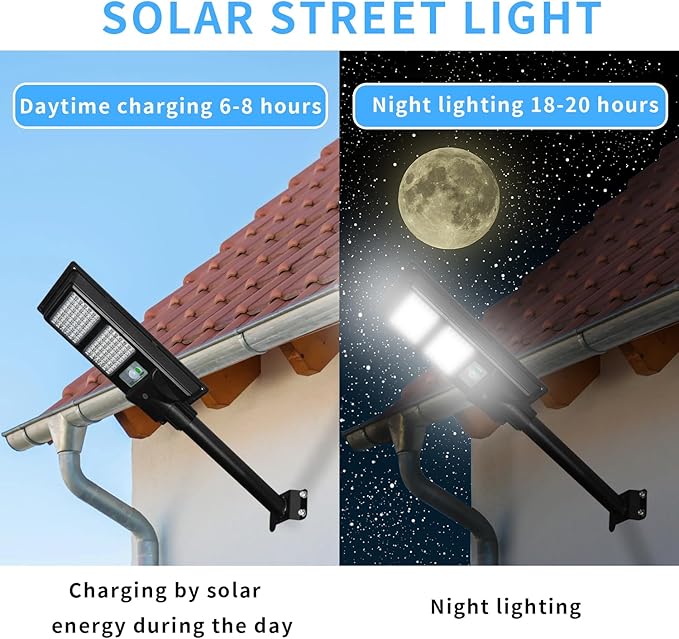 10000LM Solar Street Lights Outdoor Waterproof, 6000K Solar Flood Lights with Motion Sensor and Remote Control for Garden, Yard, Garage, Backyard (2 Pack) - Aura Lighting