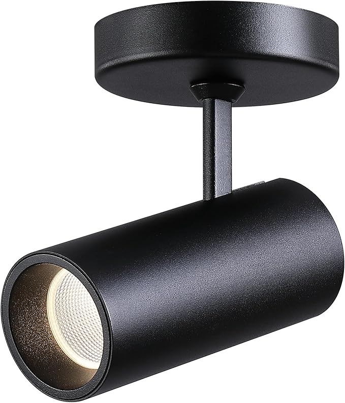 12W LED Ceiling Spotlight Indoor - Adjustable Surface Accent Lamp for Corridor, Living Room, Warm White 3000K, CRI 97, Anti-Glare Picture Christmas Tree Monopoint Spot Light, Black