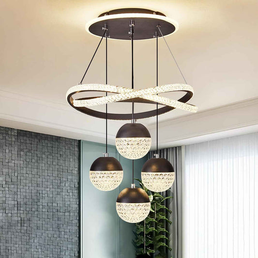 Modern LED Chandeliers, Dimmable 3-Color Kitchen Island Pendant Light for Dining Room, Bedroom, Living Room, Contemporary Hanging Ceiling Light, Linear Island Lamp