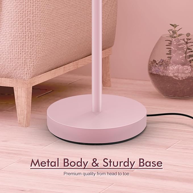 30W Pink Torchiere Floor Lamp, 3600LM Super Bright LED Pole Lamp, 71Inch Tall Stepless Dimmable Torch Lamp, 1Inch Thick Metal Tube, Rotary Switch, Modern Standing Lamp for Living Room/Bedroom/Office - Aura Lighting