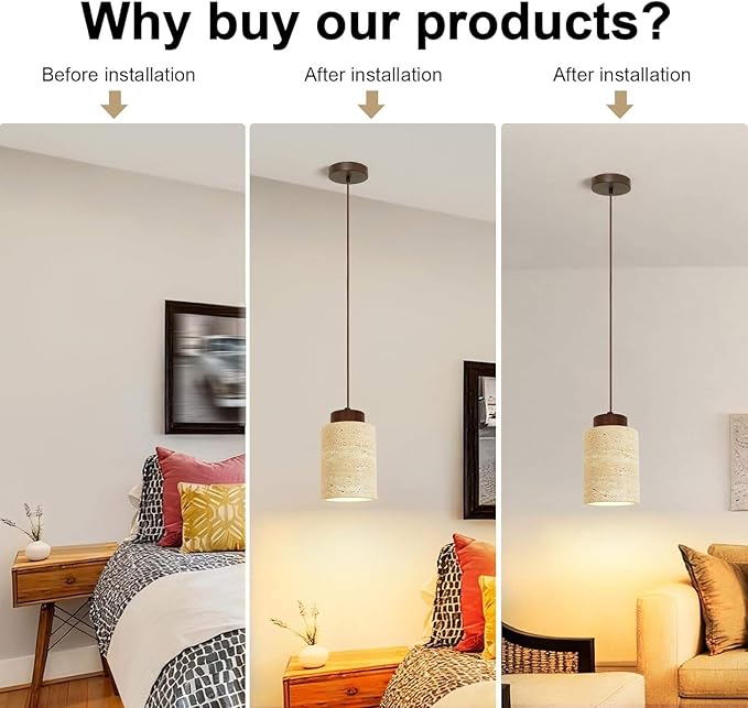Wabi Sabi Yellow Cave Stone Pendant Light Natural Stone Shade Nordic Wood Chandelier,Japanese Style Lights Natural Stone Lamp For Dining Room Bedside Kitchen Island Hallway