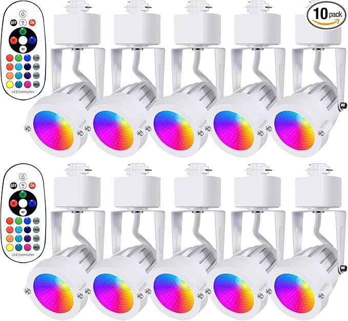 10W RGBW H Type Track Light Heads, 16 Color Changing and Warm White LED Track Lighting Fixtures for Kitchen, Dining Room, Wall, Art Exhibition(10 Pack) - Aura Lighting