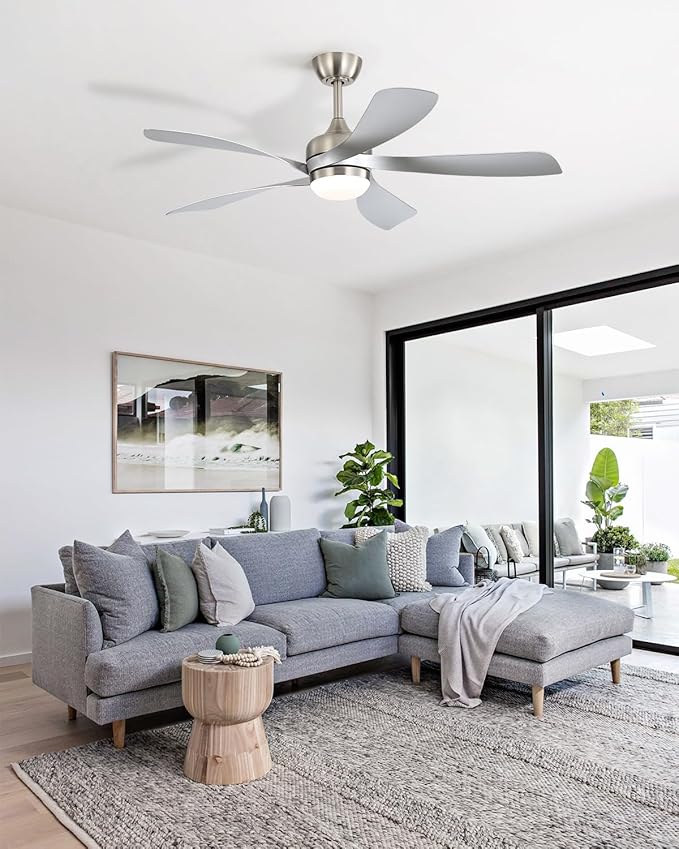Sofucor 52" Smart Ceiling Fan, Indoor/Outdoor Ceiling Fans with Lights and Remote, Compatible with Alexa/Google/App, 3-Color Light 6-Speed Timing Reversible DC Motor for Bedroom Living Room Patio