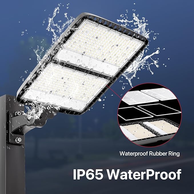 Kifflux LED Parking Lot Light Outdoor 300W 2Pack, AC120V Shoebox Lights 5000K Dusk to Dawn LED Outdoor Light Wall Mount Exterior Flood Light Commercial Area Lighting for Parking Lot - Aura Lighting