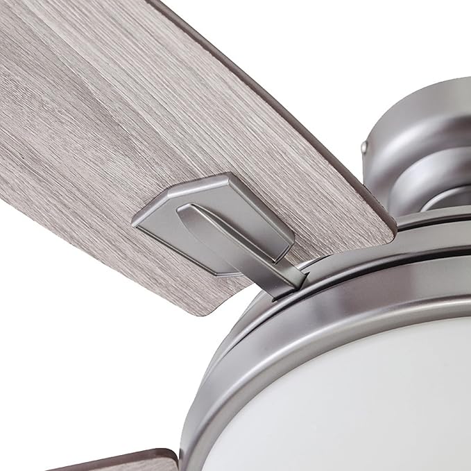 Honeywell Ceiling Fans Carmel Modern 48 Inch Ceiling Fan with Light, Remote Control Fan, LED Indoor Fan with 5 Blades, Gray Oak and Brown Chestnut Blade Finish Options, Silver (51627-01)