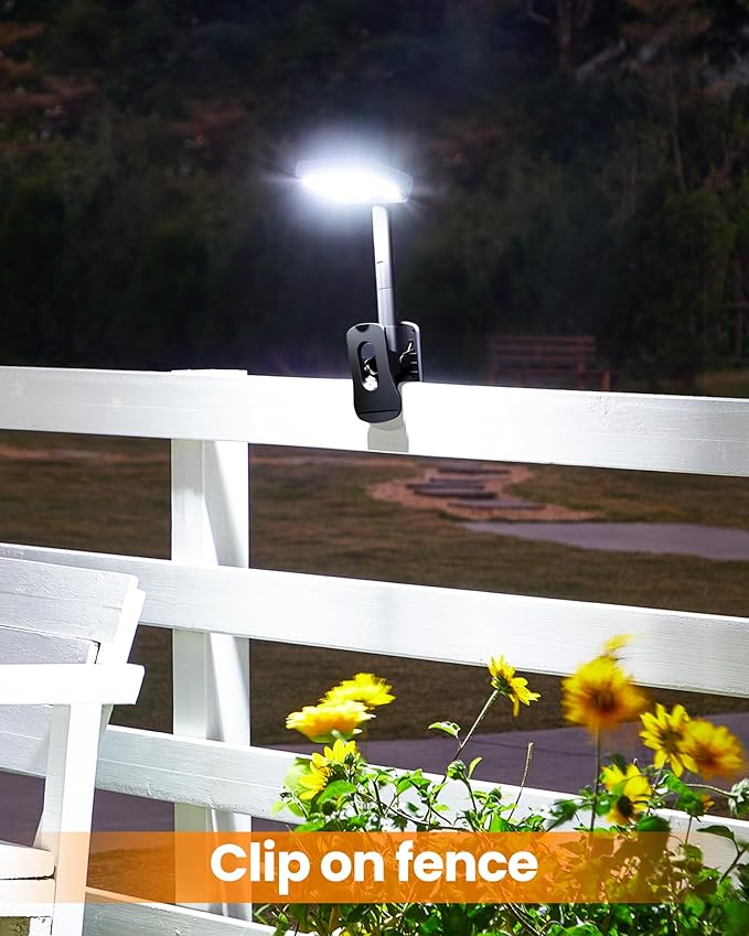 Clip On Solar Lights Outdoor, Motion Sensor Outdoor Lights, 92 LEDs 600LM Solar Fence Lights Outdoor Waterproof LED,Solar Lights for Fence, Deck, Gutter,Camping (2, Black-6000K)