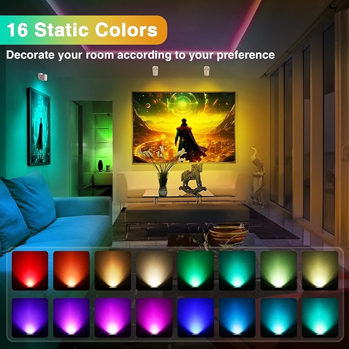 4 Pack 6W RGBW Uplighting Indoor Color Changing Up Lights Indoor with Remote Dimmable LED Christmas Spot Lights for Home Aluminum Accent Lighting for Party Plant Decor with 5.9 FT Plug Cord