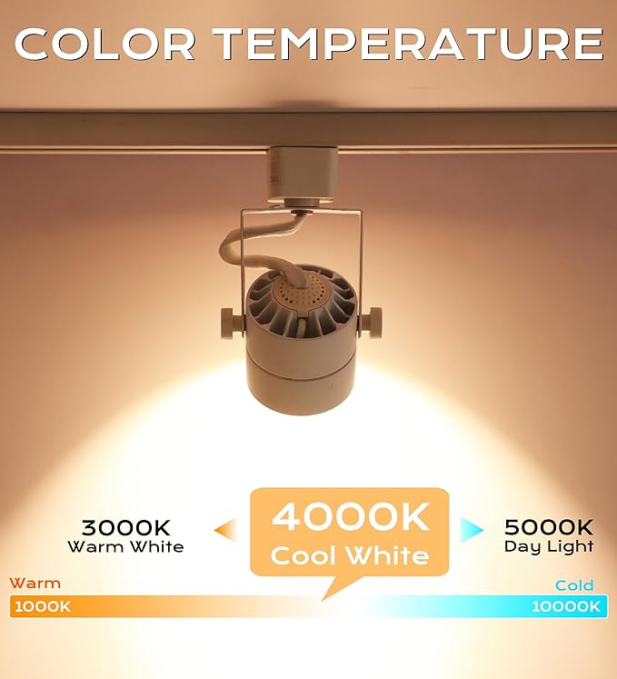 CLOUDY BAY 8W 4000K Cool White Dimmable LED Track Light Head,CRI90+ True Color Rendering Adjustable Tilt Angle Track Lighting Fixture,40° Angle for Accent Retail,White Finish,Halo Type- Pack of 6 - Aura Lighting