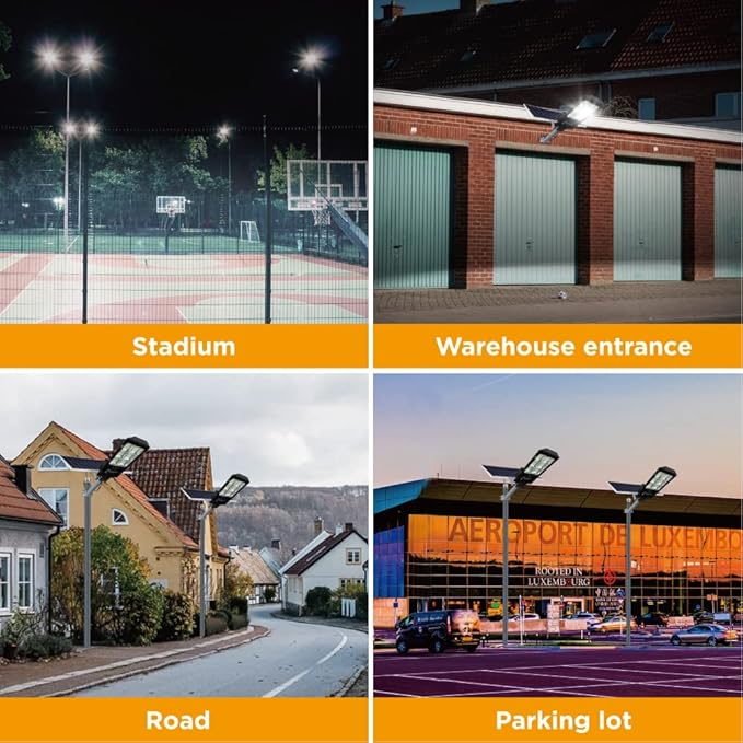 Solar Led Street Lights Outdoor,800w Solar Flood Light Fixture High Lumens Dusk to Dawn Security Stadium Lighting Waterproof Pole Light with Motion Sensor for Parking Lot,Garden,Yard, Court