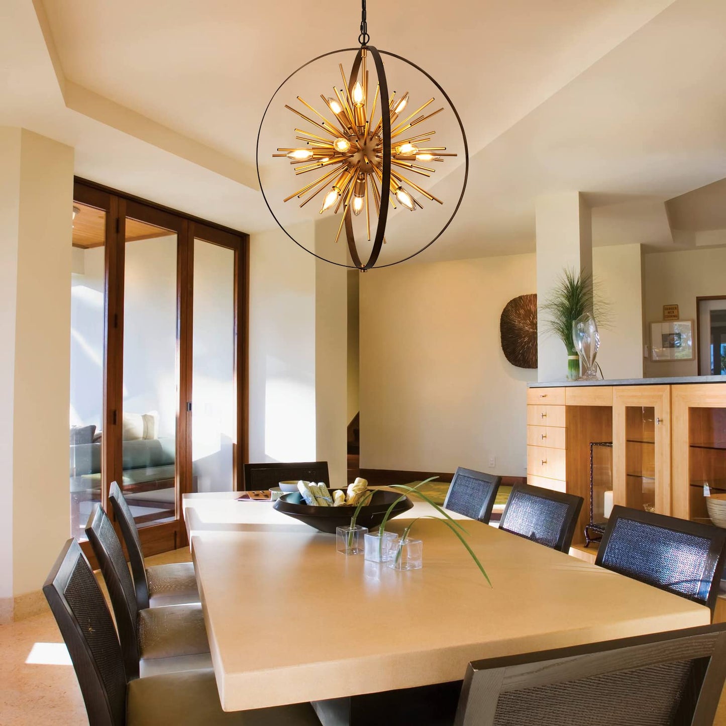23.2" Black Gold Globe Sputnik Chandelier