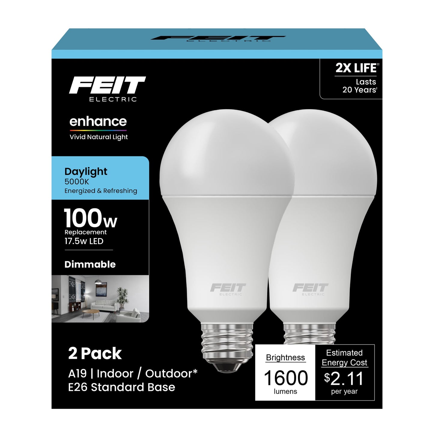 Enhance A19 LED Light Bulbs (2 Count)