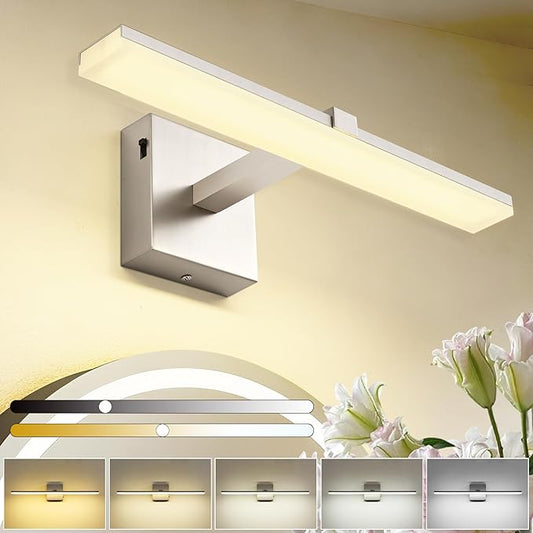 ZUZITO 18 Inch Vanity Lights for Bathroom Brushed Nickel Over Cabinet Arm Extra Wide LED Bar 5CCT 2900K 6000K ETL IP44