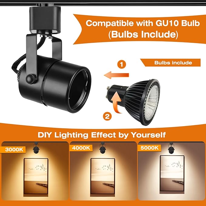 Bulb Replaceable 7.5W H Type Track Lighting Heads, Dimmable Bright 5500K Cool White, Flicker Free CRI90+ 45° LED Track Lighting Fixtures for Accent Task Wall Art Exhibition, Black 16 Pack - Aura Lighting