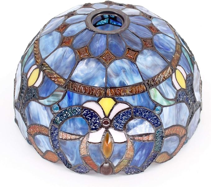 WERFACTORY Tiffany Floor Lamp Blue Purple Cloud Stained Glass Light 12X12X71 Inches Pole Torchiere Standing Corner Torch Uplight Decor Bedroom Living Room Home Office S558 Series (Blue Purple)