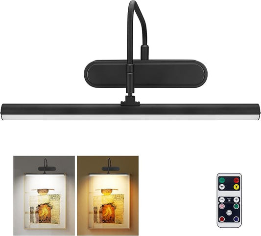 Picture Light,3AA Battery Art Lights for Paintings,Wireless Wall Lighting,Remote Control Accent Light with Timer and Dimmable for Frame,Portrait,Dartboard-Black